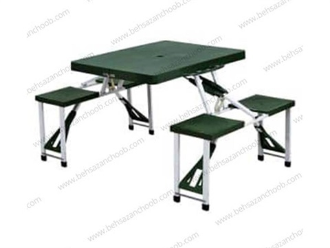 میز و صندلی چهارنفره تاشو رنگ سبز ارتشی A011